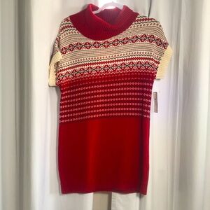 New Tommy Hilfiger Nordic RED CREAM SWEATER WOMENS TOP M